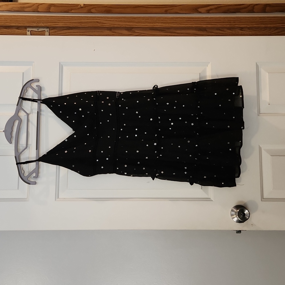 TRIXXI XL black and silver strapless star short dress
